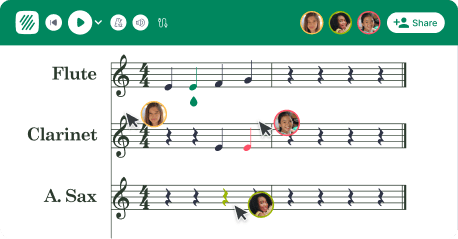 Students writing music together in a Flat for Education score