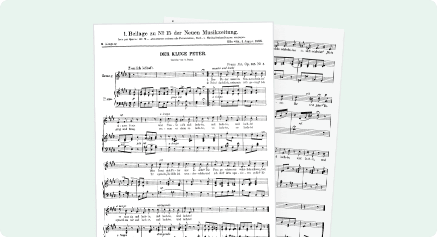 PDF sheet music imported and converted to an editable score in Flat for Education