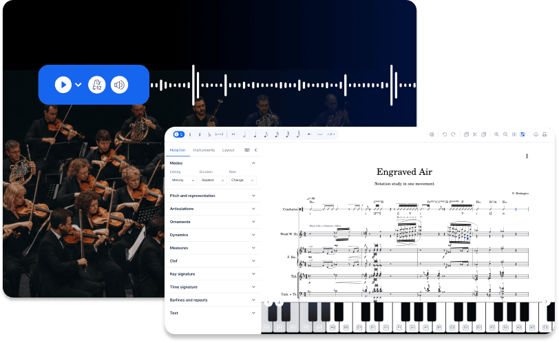 Flat playing back a score with studio-sampled instruments