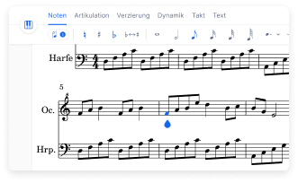 Music writing interface preview