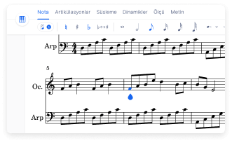 Music writing interface preview