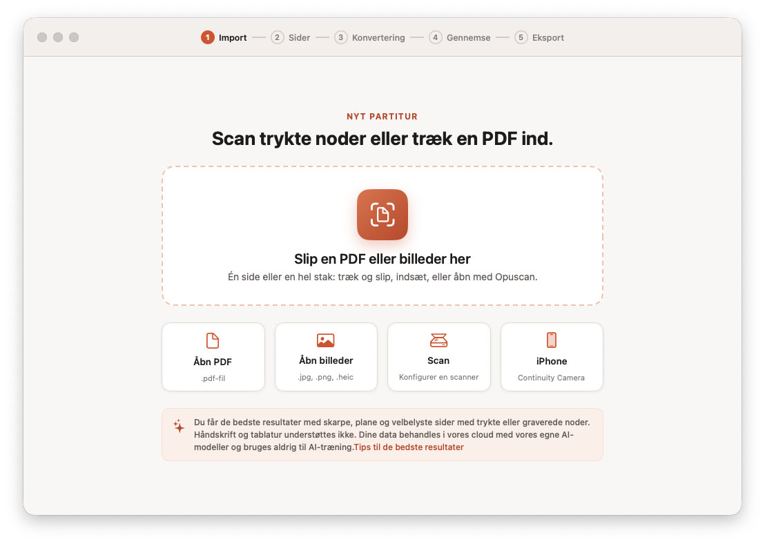 Opuscan til Mac importerer en PDF med noder