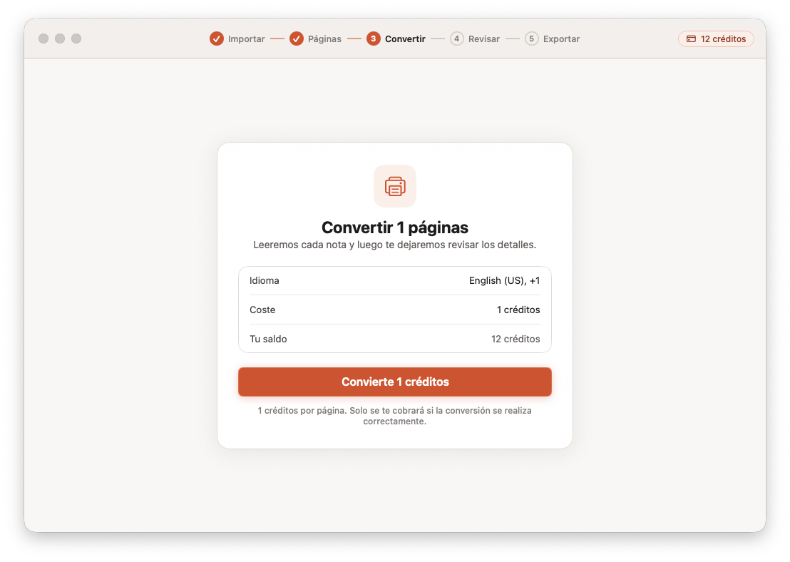 Opuscan para Mac convirtiendo una página en notación con la IA de Tutteo
