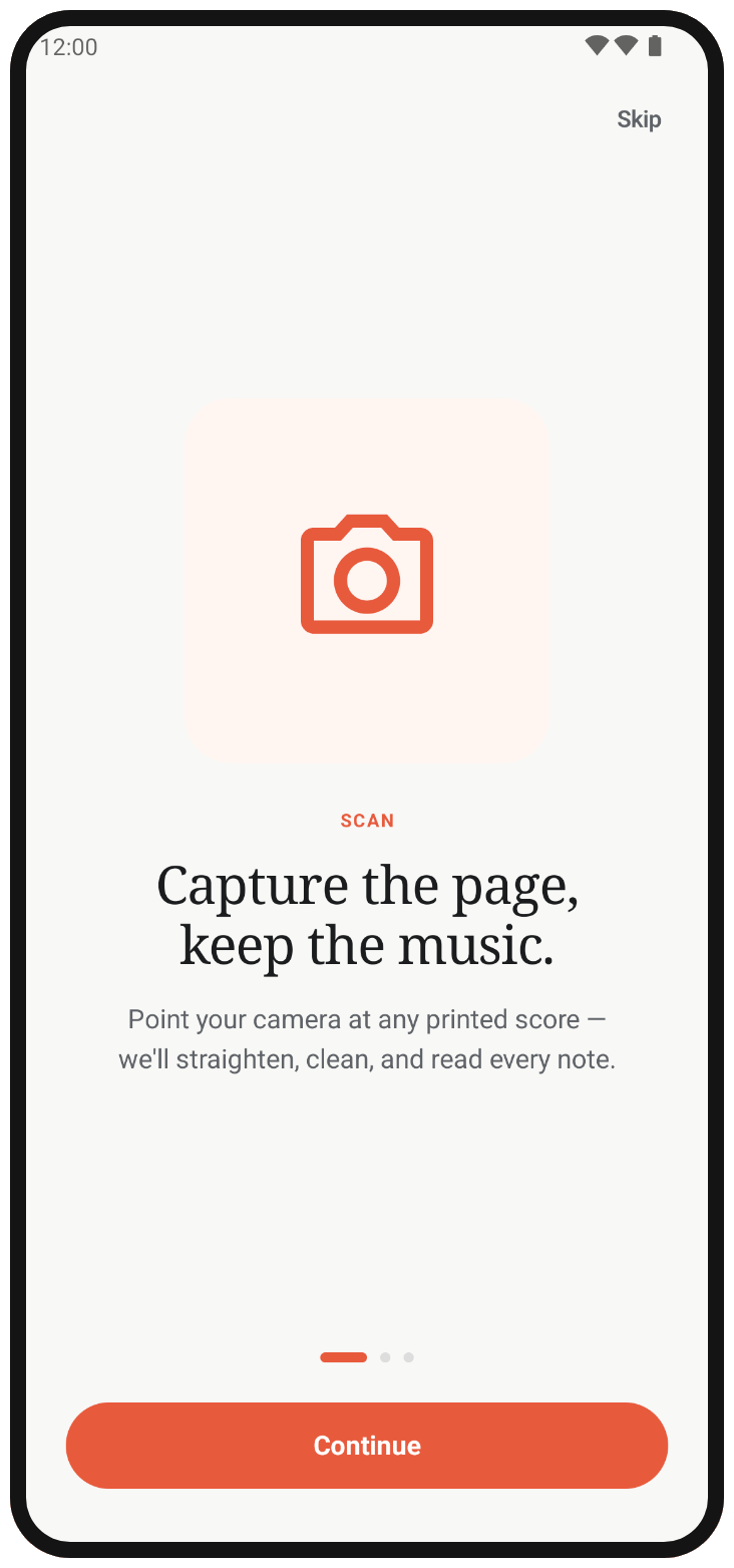 Step one: scanning a printed page with the phone camera.
