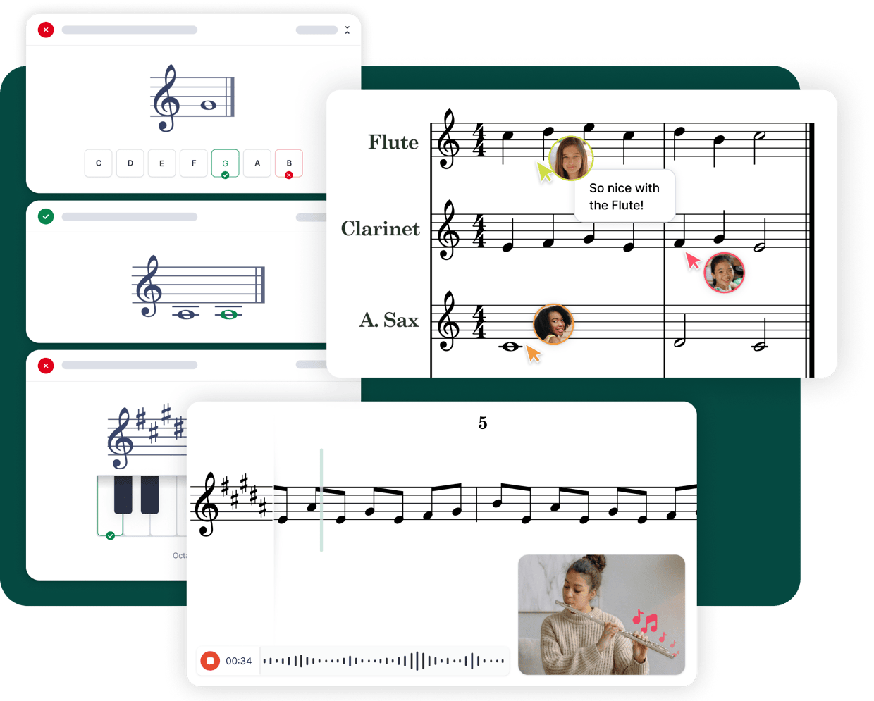 Flat for Education: theory worksheets, collaborative composition and recorded performance